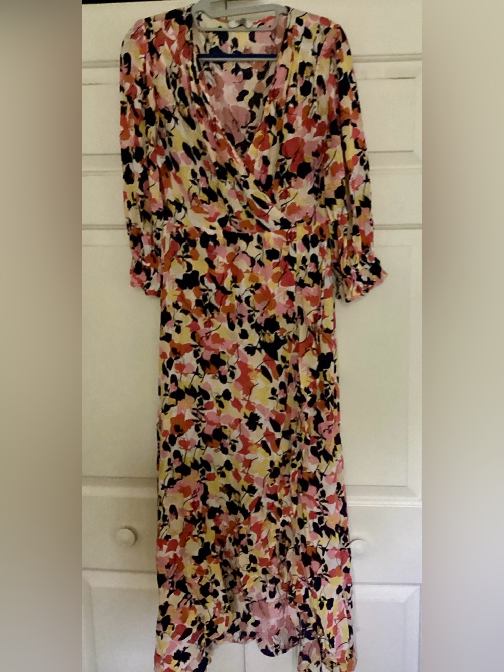 Frnch Anthropologie Floral Wrap Midi Dress | Size M